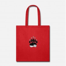 Tent In Night With Stars And Bear Paw Red Tote Bag